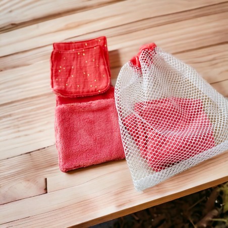 7 lingettes démaquillante lavable et filet