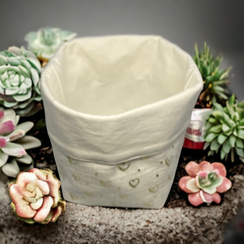 Panier de rangement cœur doré